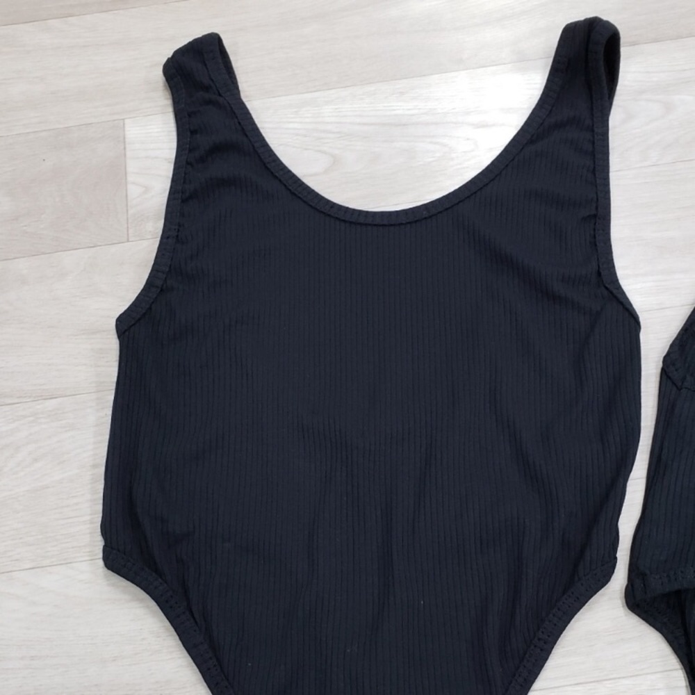 NEW Classic Ribbed Black Thong Body Suit - Picture 7 of 16